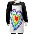 thumbnail image 1 of Doodle Kids Apron, Love Themed Nested Rainbow Heart with a Simplistic Style Vibrant Colored Work of Art, Boys Girls Apron Bib with Adjustable Ties for Cooking Baking Painting, Multicolor, by Ambesonne, 1 of 2