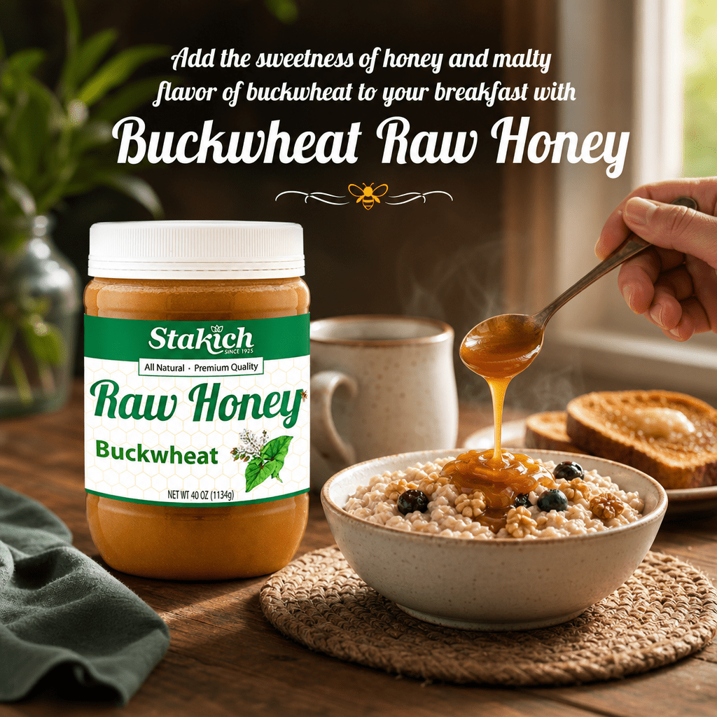 Stakich Buckwheat Raw Honey - Antioxidant - 40 oz