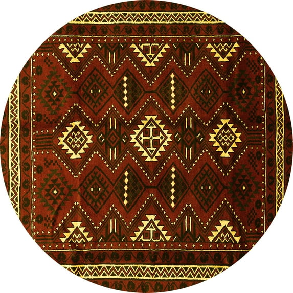 Ahgly Company Indoor Round Southwestern Yellow Country Area Rugs, 8' Round