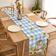 thumbnail image 3 of Groundhog Day Table Runner - 90 Inch Long Blue Plaid Sunflower Spring Floral Cotton and Linen Blended Dress Scarves Farmhouse Table Runner for Kitchen Dining, Coffee Table, 13" x 90", 3 of 8