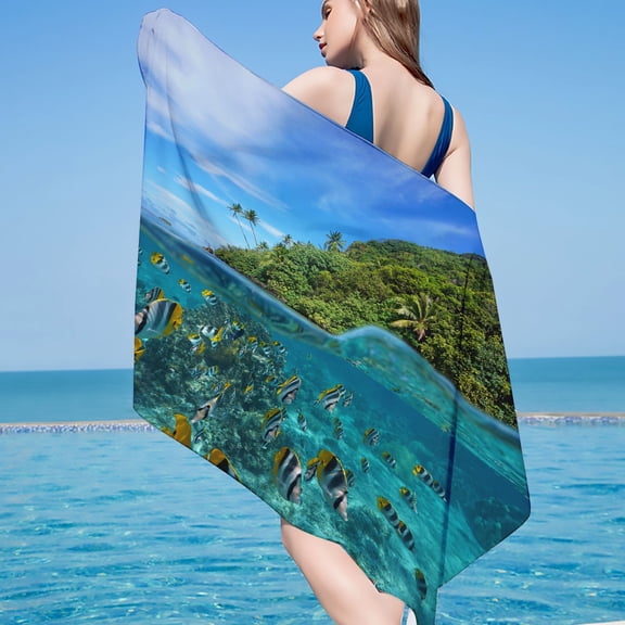 Fnochy Oversized Beach Towel Super Lightweight Quick-Dry Sandproof Microfiber for Travel Pool Yoga Camping