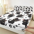 thumbnail image 3 of Feelyou Kawaii Black Cat Twin Sheet Sets, Cartoon Kitten Animal Bedding, 3pcs, 3 of 7