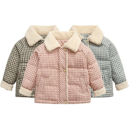 

Esaierr Kids Toddler Puffer down Jacket for Boys Girls Baby Fall Winter Warm Outerwear Lapels Plaid Thick Snow Coat Little Boys Girls Winter Outerwear Size 2-10Y