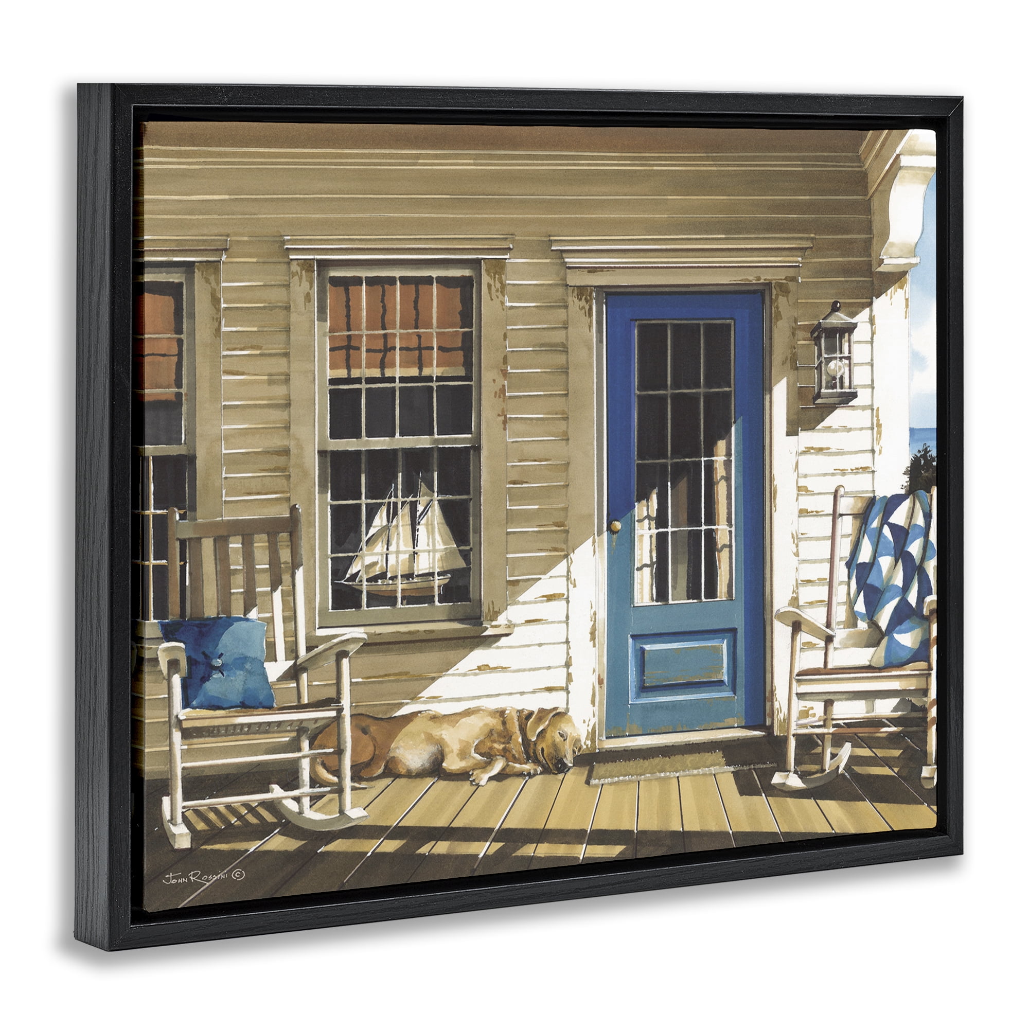 Stupell Industries Front Porch Gathering Black Framed Floater Canvas Wall Art, design by John Rossini