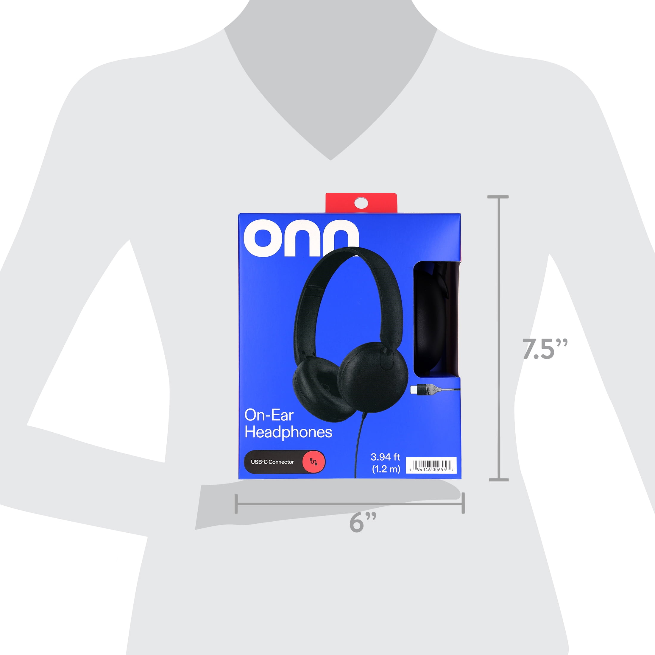 onn On-Ear Headphones, Black