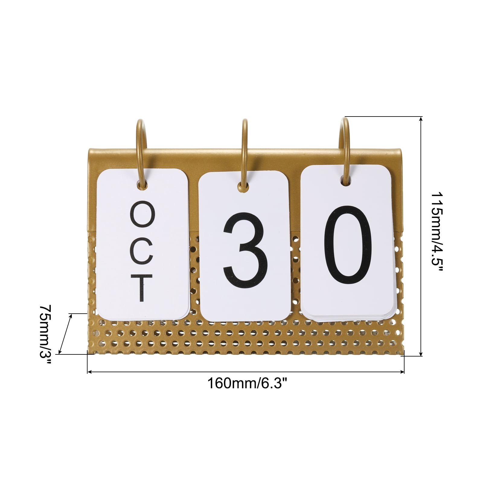 Unique Bargains Vintage Wood Perpetual Calendar Flip Calendar for Home Decoration Gold