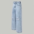 thumbnail image 5 of kpoplk Girls Baggy Wide Leg Jeans High Waisted Denim Pants with Pockets Y2K Casual Cool(Light Blue,9-10 Y), 5 of 6