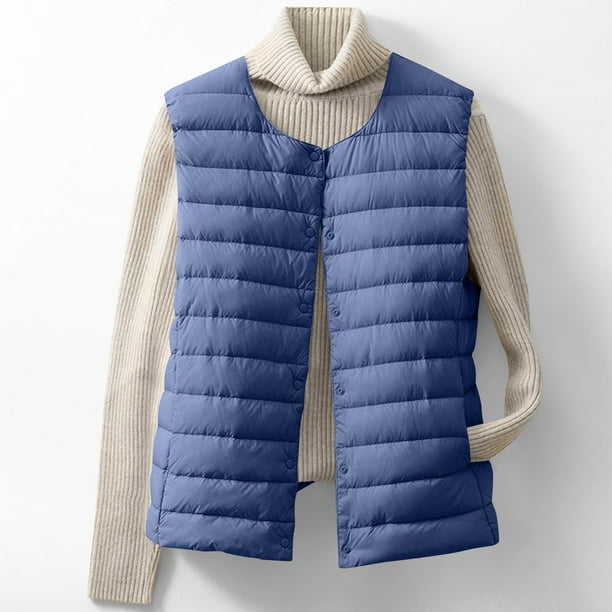 Abrigo informal sin mangas y sin capucha para mujer, chaquetas y abrigos de invierno a la moda, cálido, acolchado, de plumón, sin mangas, sólido, blusa, chaqueta para mujer