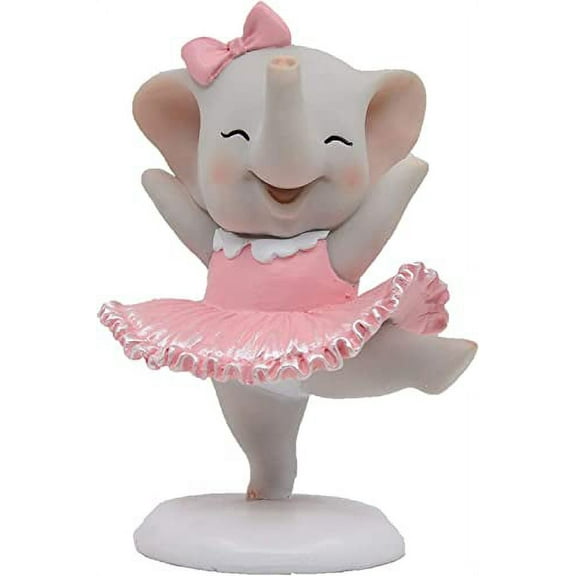 Comfy Hour Wildlife Collection 5" Cute Dancing Ballet Elephant Pink Dress Figurine, Collectible Statue, Desktop Decoration, Girl's Mini Gift, Hand Made and Painted Polyresin