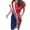 Wine, variant on Fourth of July Women Patriotic Dress Patchwork Short Sleeve Tie Waist With Pockets Sundress Blue XL