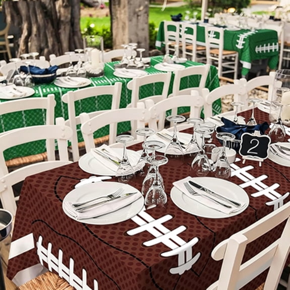 Sports Themed Disposable Waterproof Tablecloth Set of 2, Plastic Party Table Cover for Birthday, Tailgate and Event Decorations, Background Cloth for Festive Gatherings