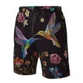thumbnail image 5 of Kll Humming Bird And Tropical Flowers Men'S Casual Summer Beach Shorts Hawaiian Shorts With Pockets-Xx-Large, 5 of 9