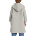 thumbnail image 7 of Lkhaha Boys Girls Mid-length Wool Blend Coat Solid Button Down Hooded Outerwear Jacket with Pocket Grey 5-6 Years, 7 of 7