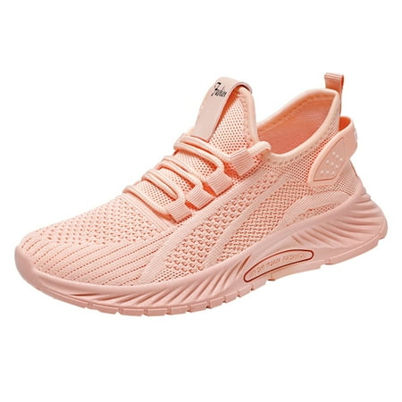 

eczipvz Ladies Shoes Lace Up Travel Soft Sole Flat Comfortable Shoes Outdoor Solid High Top Sneakers for Women (Pink 6.5)