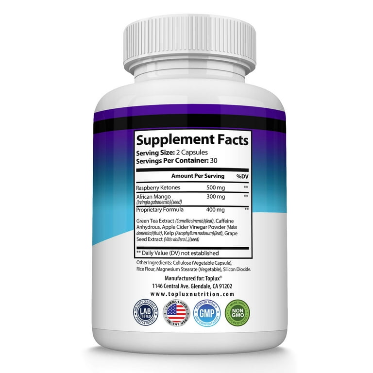Toplux Keto Pills 1200mg, Apple Cider Vinegar, African Mango