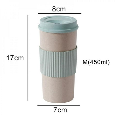 

Sales Promotion!Coffee Tea Cup Double-wall Insulation Wheat Fiber Straw Mug Outdoor Water Bottle Travel Insulated Cup Blue 450ml