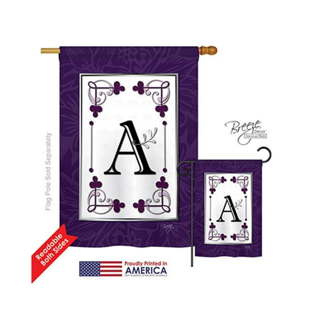 Breeze Decor 30001 Classic A Monogram 2-Sided Vertical Impression House Flag - 28 x 40 in.