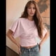 thumbnail image 3 of Camisetas para Mujer, Cuello Redondo, Cintura Ajustada, Informal, Corta, para Entrenamiento, Color Liso, Básicas, Rosa, Talla 4XL, 3 of 5