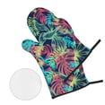 thumbnail image 3 of YFYANG Oven Mitts and Pot Holders Sets 4 Pieces, Non-Slip Heat Resistant Tropical Plant Kitchen Glove Pot Mat for Cooking and Baking, 3 of 8