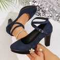 thumbnail image 4 of Women's Buckled Mary Jane Shoes Chunky Heel Dress Pumps Closed Toe Party Wedding Dress Shoes Casual Solid Color Pointed Toe Shoes, 4 of 9