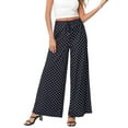 thumbnail image 4 of Women's Wide Leg Pants Casual Palazzo Summer Flowy Pants Elastic High Waist Lounge Drawstring Long, 4 of 5