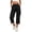 Black, variant on Women's Cargo Capri Pants, Elastic Waist Side Split Fall Stretchy Casual Cropped Work Trousers Light Blue Size XL