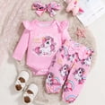 thumbnail image 2 of HCNTES Baby Girl Clothes 0 3 6 9 12 18 Months Long Sleeve Cartoon Pony Little Princess Print Ruffle Romper Floral Pants Headband Sets Cute Baby Girl Winter Outfit, 2 of 5
