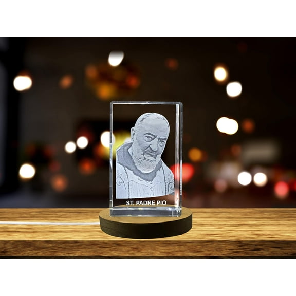 St. Padre Pio| The Stigmatist Saint Gift | Religious 3D Engraved Crystal