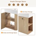 thumbnail image 4 of Noble House 21.6" Floating Bathroom Vanity with Ceramic Sink, Right Side Storage, Wave Door & Black Handle, Wood, 4 of 10