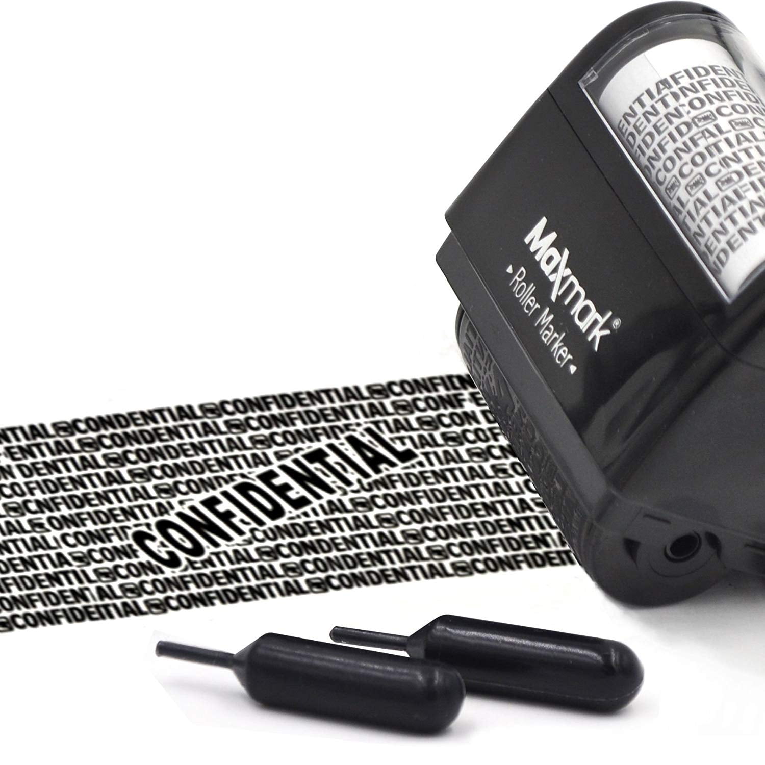 Embond Identity Protection Roller Stamp，2 in 1 Identity Theft Prevention Roller Stamps for Data Barcode ID Privacy Confidential and Address 