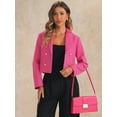 thumbnail image 4 of DARING DIVA Tweed Cardigan Notch Lapel Buttons Long Sleeve Blazer L Hot Pink, 4 of 6