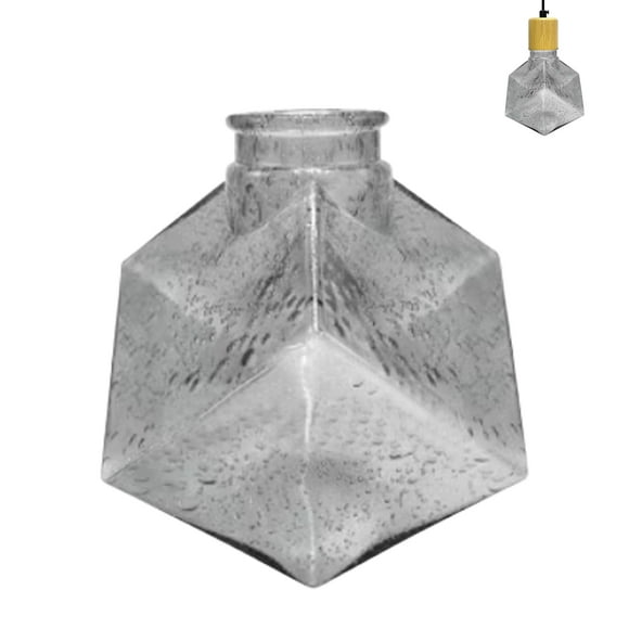 FSLiving 1-Pack 5.3" Smoky Gray Glass Water-drop Lamp Shade Replacement, Grey Diamond Glass Cover, DIY Torchiere Shade Decorative for Pendant Light Table Lamp Swag Ceiling Lamp Wall Sconce