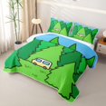 thumbnail image 3 of Erosebridal Cute Cartoon Camper Quilt King For Camping Lover,Nature Scenery Green Pine Tree King Coverlet Set,3 Pieces, 3 of 7