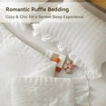 thumbnail image 3 of White Twin Size Comforter Set, 2 Pieces Seersucker Lightweight Fluffy Bedding Set, Twin Ruffle Comforter, All Season Soft Microfiber Shabby Chic Bed Set, 3 of 9