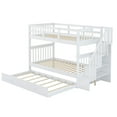 thumbnail image 4 of White Twin-Over-Twin Stairway Bunk Bed with Trundle - Solid Pine Wood Storage Stairs, Safety Guardrails, Versatile Bedroom/Dorm Furniture, 94.2"L, 4 of 16