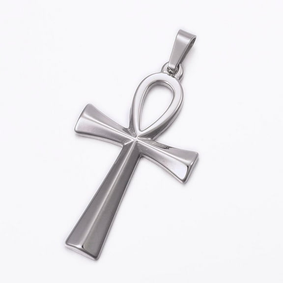 Cross Charm 45x25x3mm Mini Ankh Metal Cross Bead 304 Stainless Steel Cross Charm Pendant with 8x4mm Hole