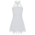 thumbnail image 4 of DPOIS Women's Rhinestones Mesh Skirted Leotard Figure Ice Skating Dress White M, 4 of 7