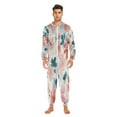 thumbnail image 3 of 1 Piece Adult Onesie Pajamas Cozy & Loose-Fit Sleepsuit Loungewear with Pockets Coral and Teal Floral Pattern XXX-Large, 3 of 7