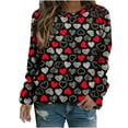 thumbnail image 2 of Jacenvly Christmas T-Shirts for Women Round Neck Blouse Cozy Long Sleeve Shirt Skin-Friendly Heart Printed Valentine'S Day Printed Blouse Casual Tunic Tops Multicolor, 2 of 5