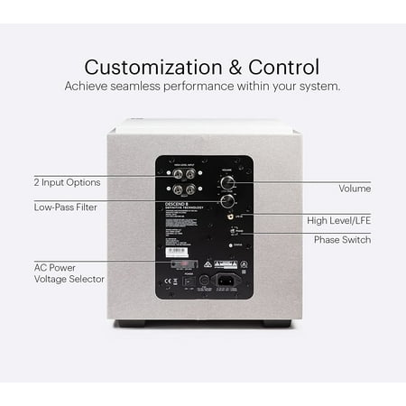 Definitive Technology - Descend DN8 8" Sub, 3XR Architecture, 500W Peak Class D Amplifier & (2) 8" Bass Radiators - White