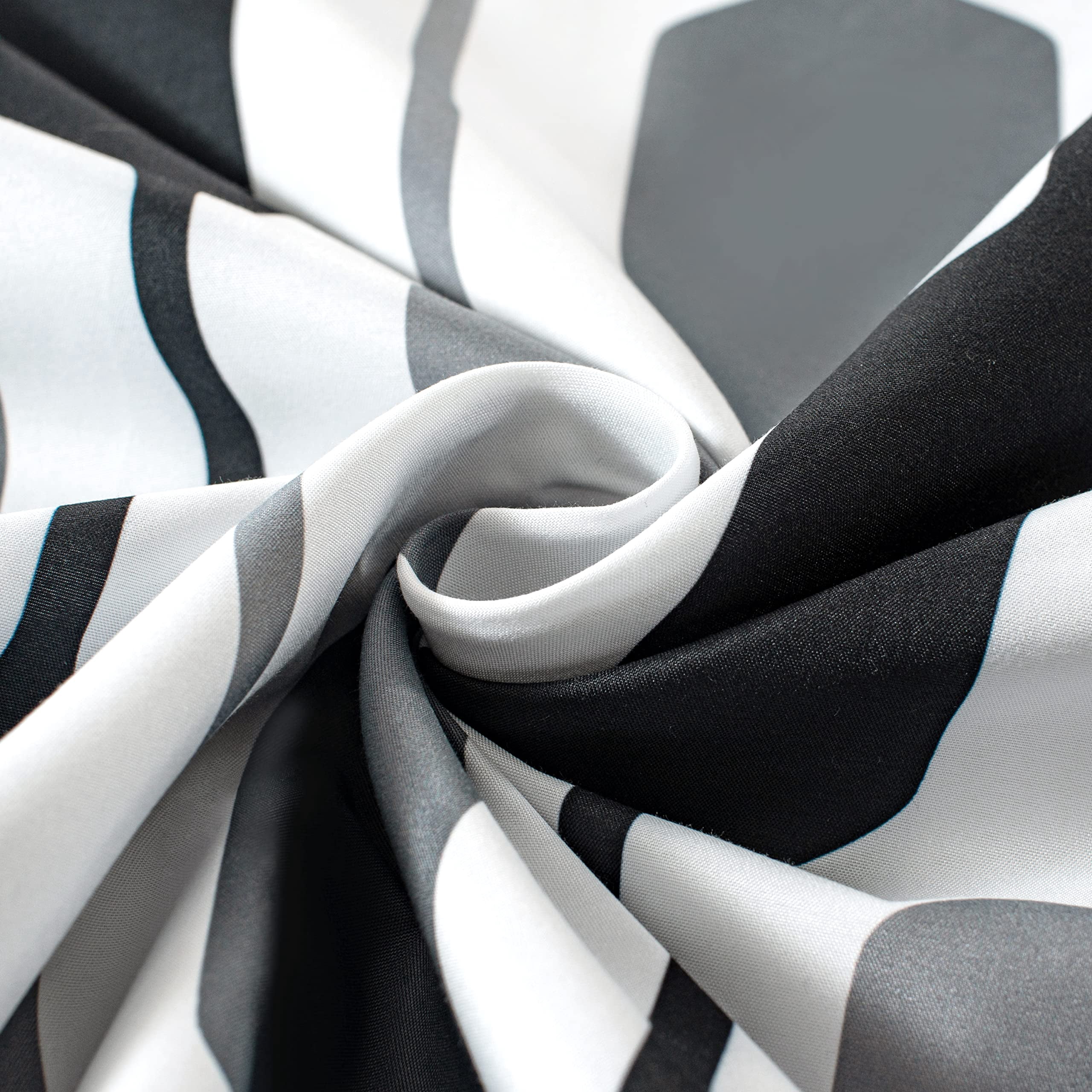 DriftAway Riley Geo Lined Window Curtain Valance Mid Century Geometric Blocked Pattern 2 Layers Rod Pocket, 52" x 18" Plus 2", Black and White Gray