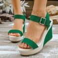 thumbnail image 2 of Rokment Women's Wedge High Heels Dressy Sandals Stylish Casual Suede Open Toe Ankle Strap Espadrilles Chunky Extra Heeled Dress Summer Shoes for Ladies Green Size 8.5, 2 of 7