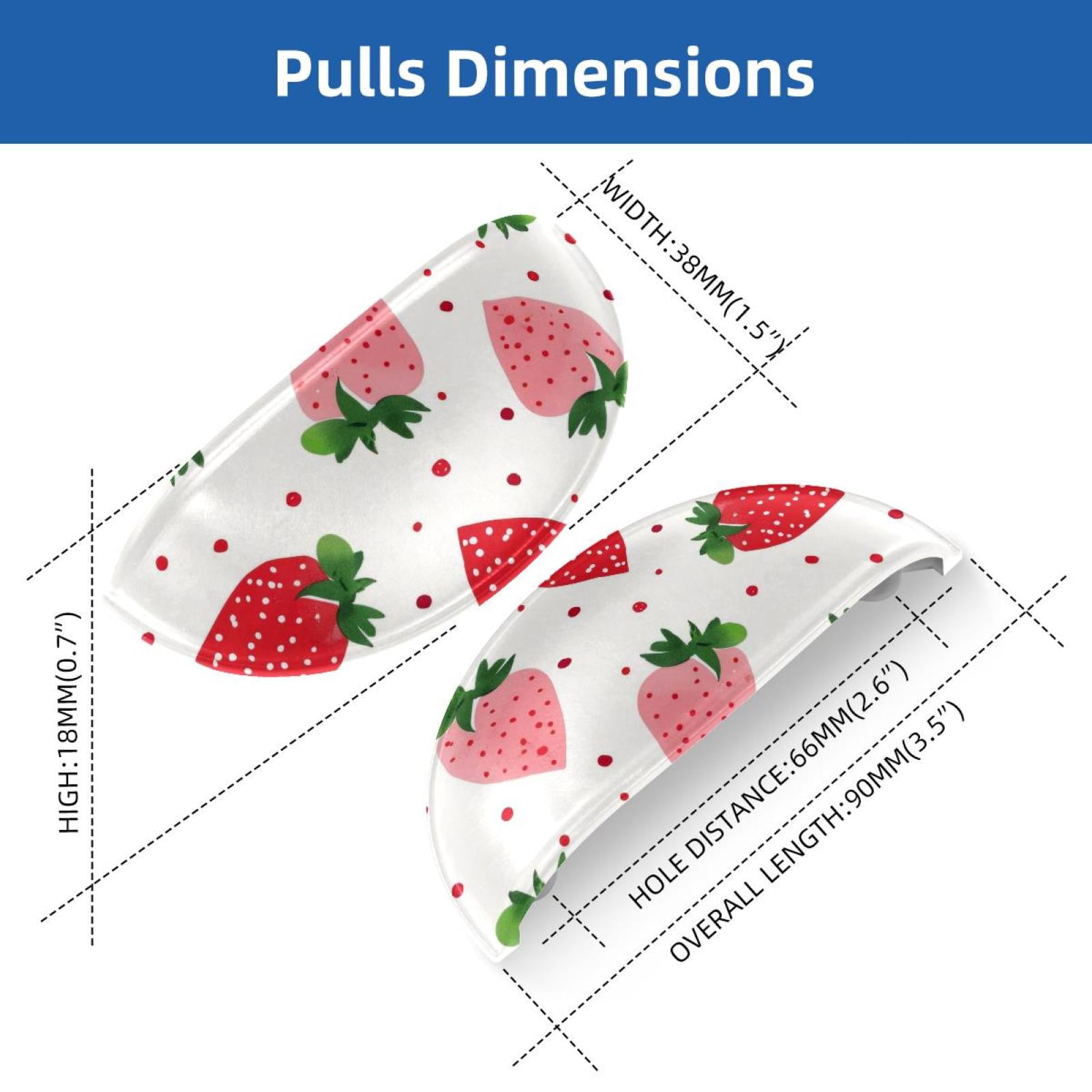 PhooArto 6 Pcs Cup Drawer Pulls, Strawberries and Dots Pattern Shell Shape Handles Cabinet Knobs for Dresser Cupboard Closet Wardrobe with Screws