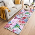thumbnail image 2 of Spring Floral Runner Rugs 2x6 ft Watercolor Pink Blue Flowers Romantic Pair Hummingbird Washable Hallway Rugs Non-Slip Floor Mats Absorbent Carpet Bedside Runners for Bedroom Kitchen Laundry Room, 2 of 9