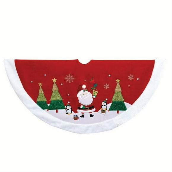 Kurt S. Adler TS0251 48 in. Red, Green & White Santa Applique Treeskirt