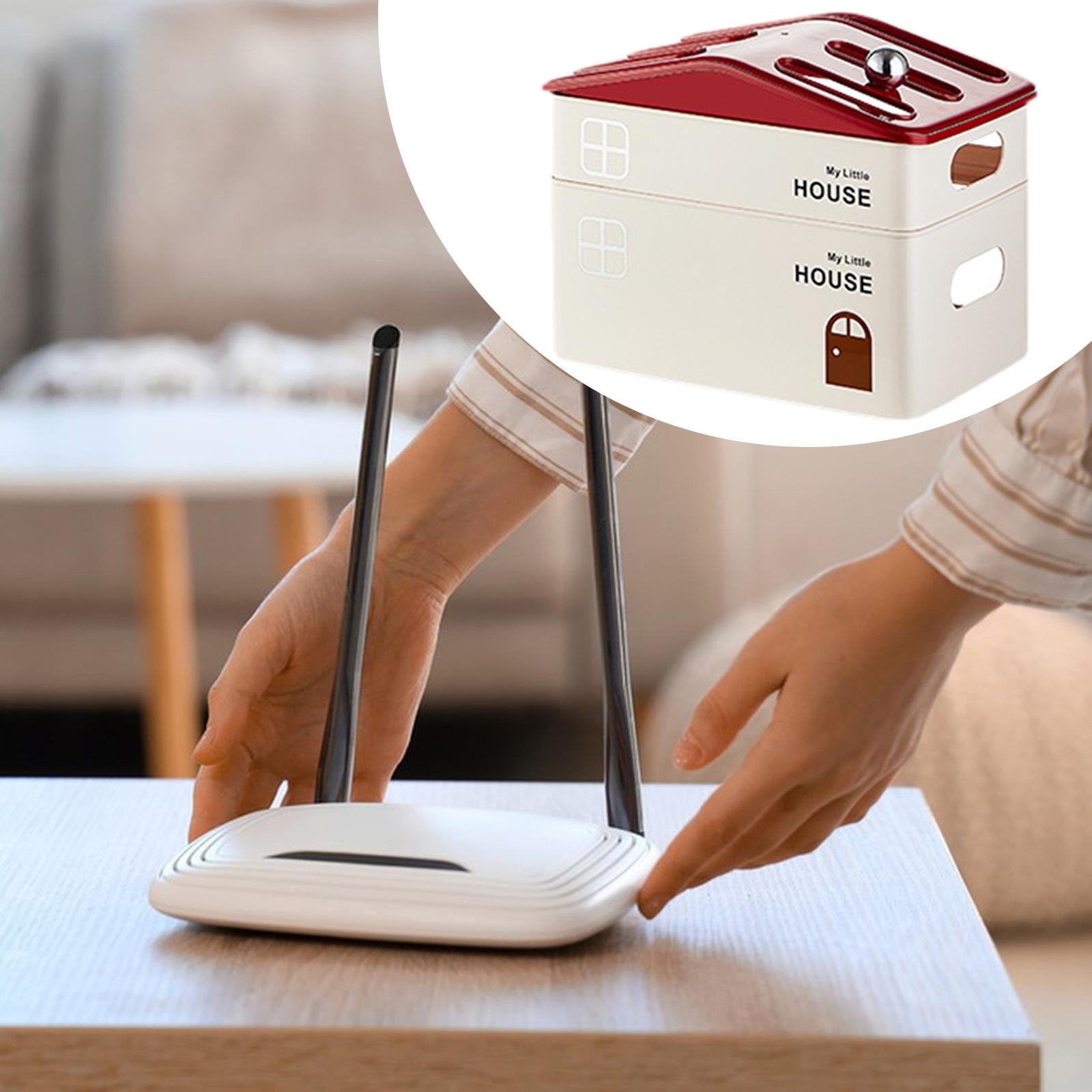 Fiocias Durable Router Storage Box Cord Organizer Cable Management Rack Modern Dustproof Double Layer