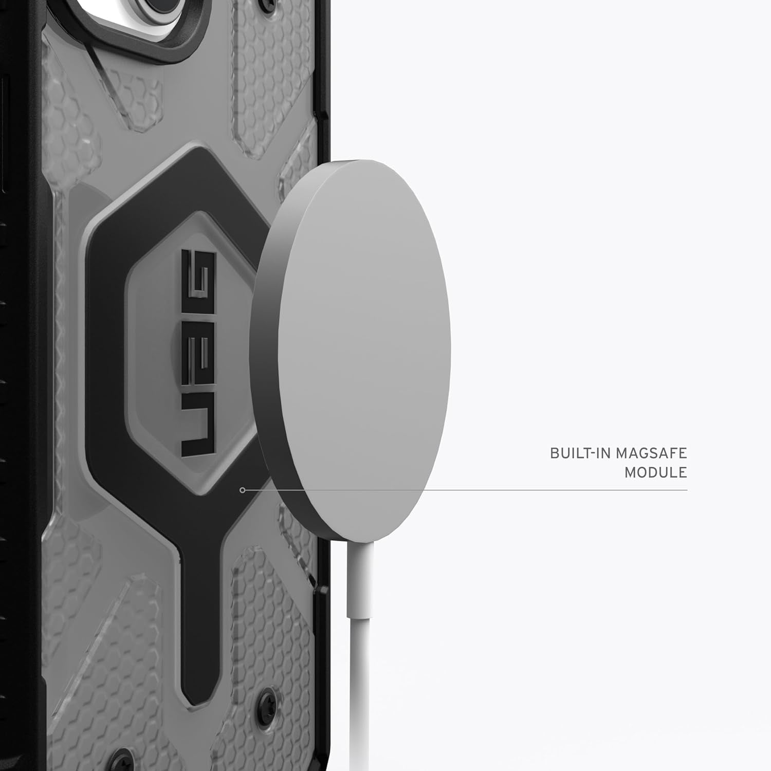 UAG iPhone 15 Case 6.1" Pathfinder Clear Ash/Black Built-in Magnet Compatible with MagSafe Charging Rugged Transparent Dropproof Protective Cover by URBAN ARMOR GEAR