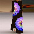 thumbnail image 1 of Robe Longue Grande Taille Automne Hiver 2024 Femmes Élégante Col en V Robe Maxi Ample Fête Rayure Bleue Imprimé Plage Robe 3D Femme, 1 of 5