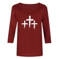 thumbnail image 4 of Yievot 3/4 Length Sleeve Womens Easter Shirts Graphic Printed Tee Loose Crew Neck Womens Tops, 4 of 5
