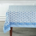 thumbnail image 3 of Ridhi - Cerulean Blue, White 72x160 Inch rectangle Cotton indian hand block print tablecloth, 3 of 7